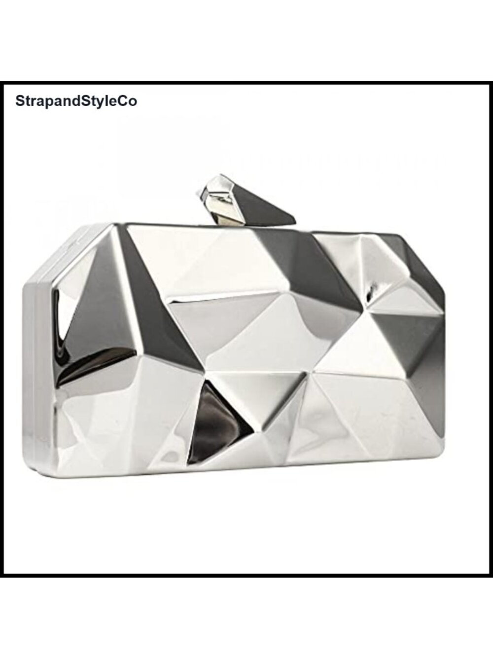 Metal Geometric Lattice Evening Bag Clutch with Chain for Party Wedding Prom